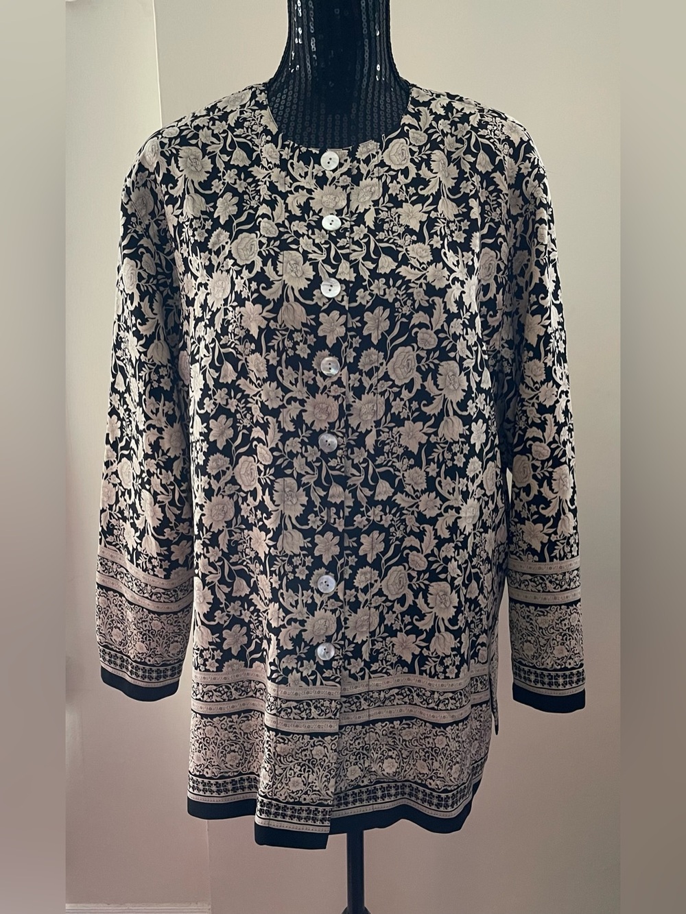 PRINCIPLES The Bay Black & Cream Floral Button Up Blouse Size 14